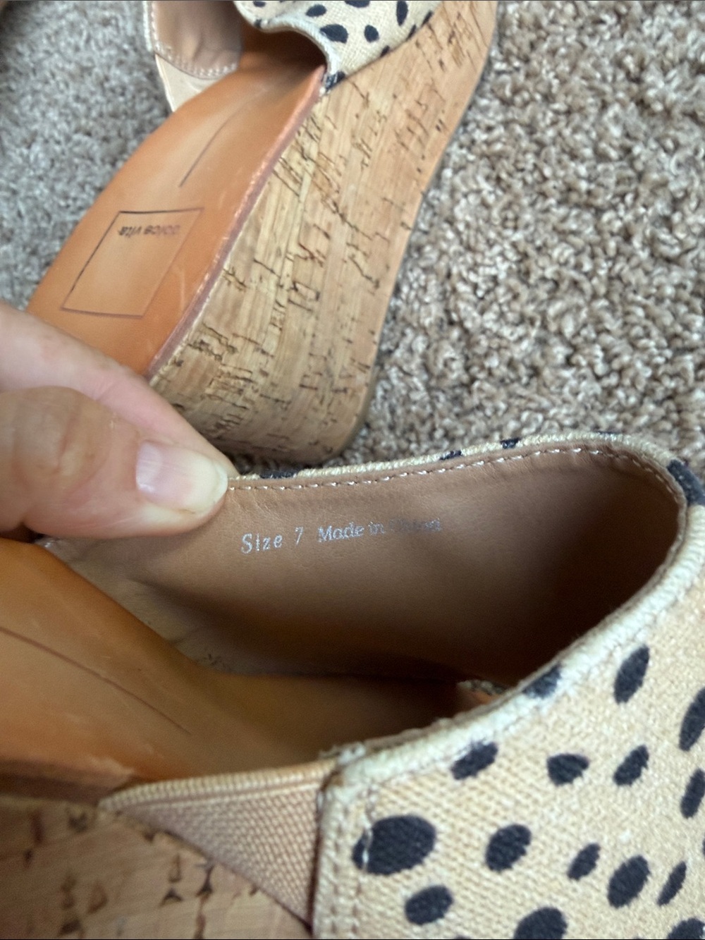 Dolce Vita Beige Wedge Mules with Black Spots - Picture 7 of 7